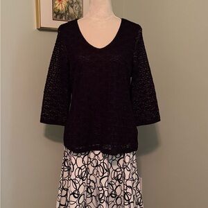 Tribal Black Knit Top and A line Skirt Set.